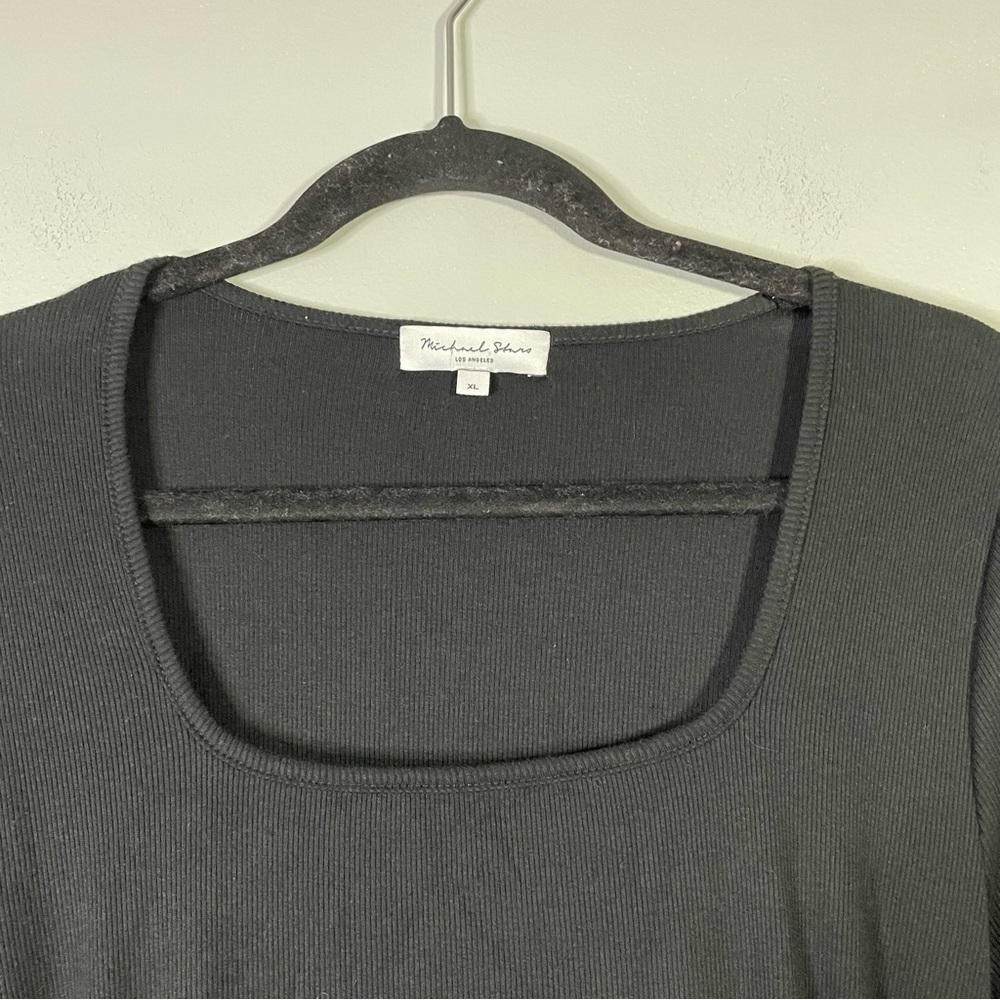 Michael Stars Black Ribbed Stretchy Fitted Long Sleeve Maternity Maxi Dress XL - Picture 5 of 7
